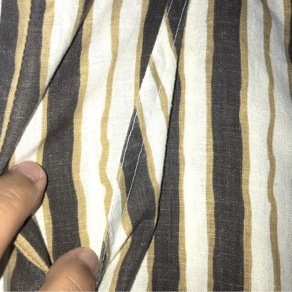 5/$25 
Vintage Bongo Striped Pants BohoM Linen Blend Flare Zip Button Tie Front - Picture 5 of 8